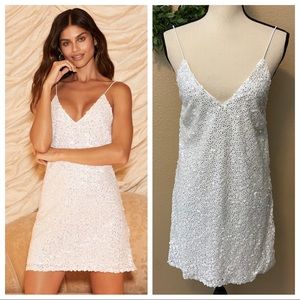 Lulus Force of Fashion White Backless Sequin Mini Dress